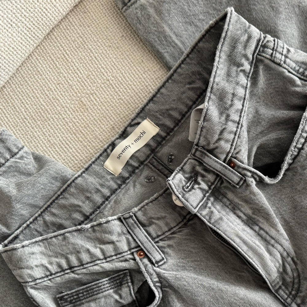 Seventy and Mochi grey wide leg denim